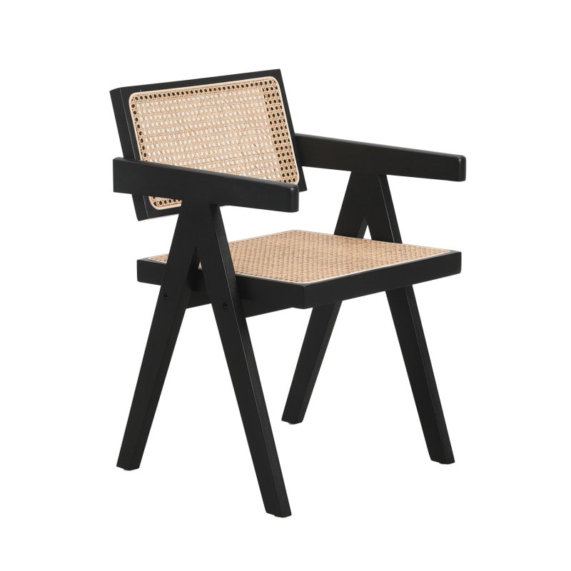 Chaise avec structure noire en bois, Assise et dossier en Cannage Naturel