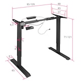 thumbnail of tectake Telaio per scrivania elettrico ad altezza regolabile e memorizzabile 85-129 x 65 x 71-121 cm - nero - 402999