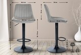 thumbnail of Décoshop26 - Barhocker x1 höhenverstellbar 360° drehbar grauer Samtsitz mit vertikalen Ziernähten schwarzes Metallgestell 10_0005429