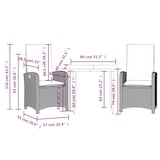 thumbnail of vidaXL 3-tlg. Garten-Essgruppe mit Kissen Grau Poly Rattan