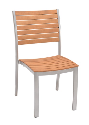 METRO PROFESSIONAL Cadeira empilhável Lynx, alumínio/madeira de eucalipto, prateada