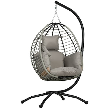 Outsunny silla colgante huevo con soporte columpio jardín exterior con cesta plegable cojín y reposacabezas para interior exterior carga 120 kg gris