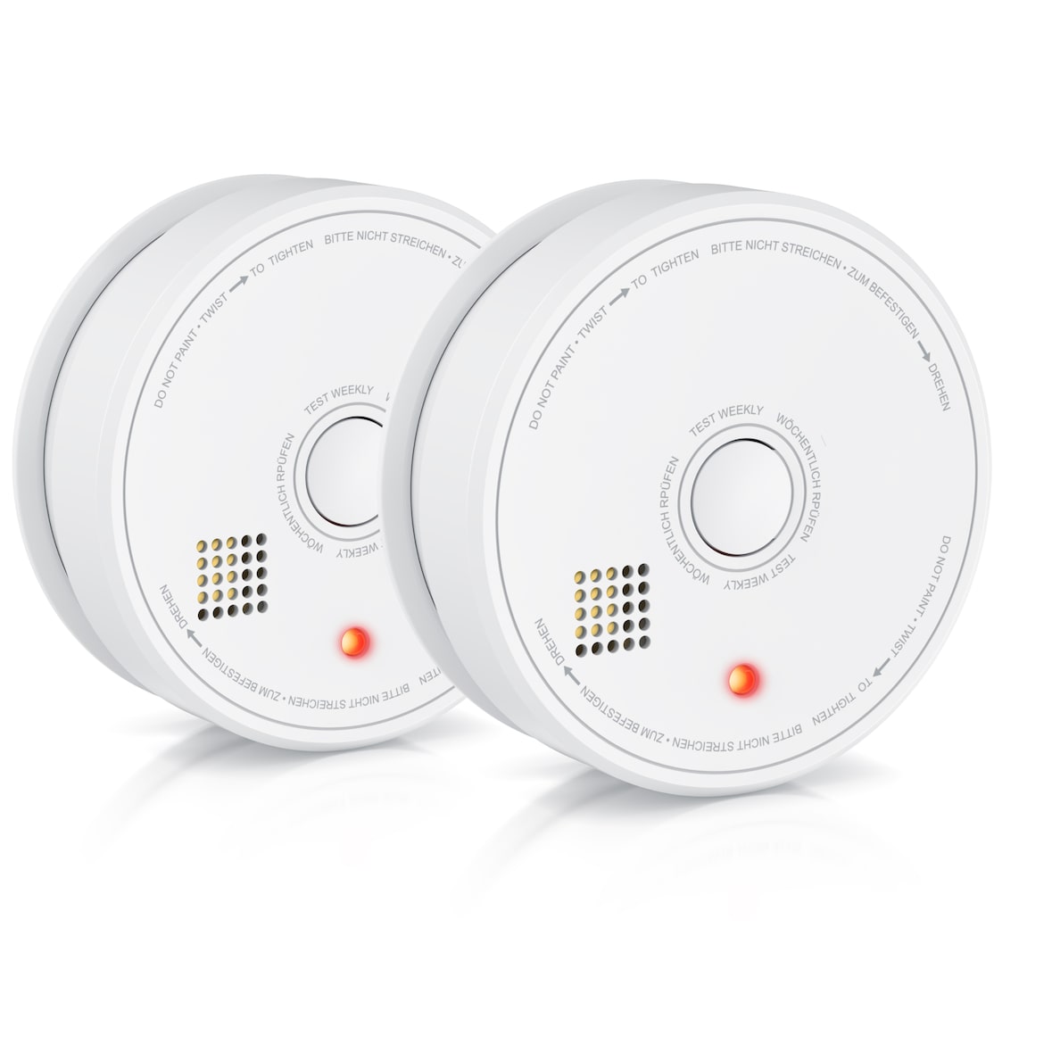 Brandson 2x Rauchmelder (Wechselbare Batterie, wiederverwendbar, Batteriewarnung, TÜV geprüft)