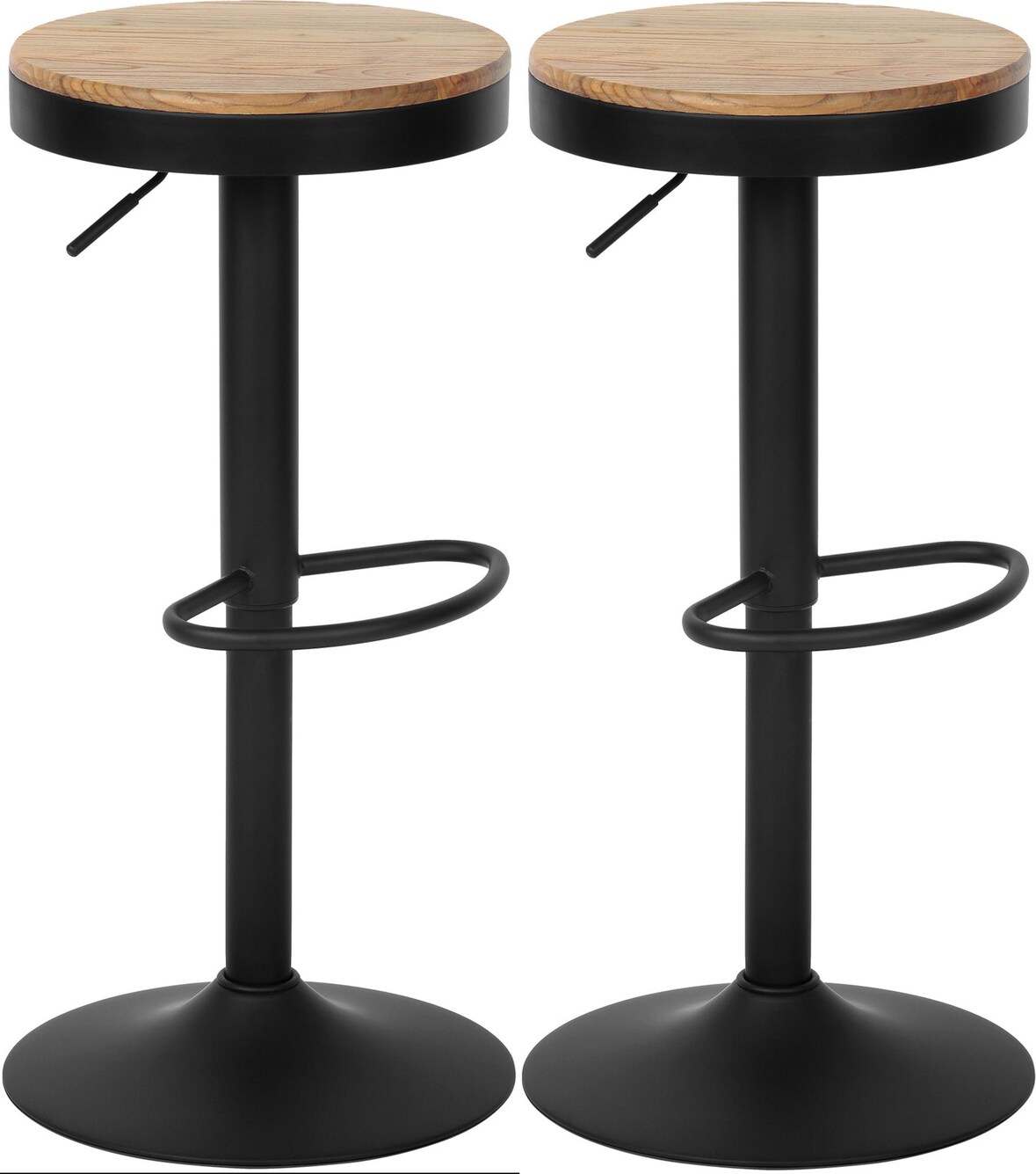 2er Set Barhocker KORID - Holz Natura 38.5x38.5x58 cm | Barstuhl Höhenverstellbar Drehbar Tresenhocker Tresenstuhl Kneipenhocker Kneipenstuhl