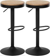 thumbnail of 2er Set Barhocker KORID - Holz Natura 38.5x38.5x58 cm | Barstuhl Höhenverstellbar Drehbar Tresenhocker Tresenstuhl Kneipenhocker Kneipenstuhl