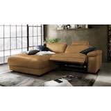 thumbnail of KAWOLA Sofa LOLA Ecksofa Leder cognac mit motorischer Relaxfunktion Recamiere links