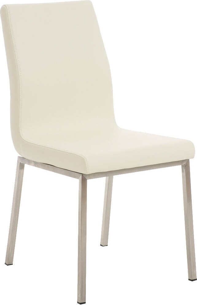 Décoshop26 - Esszimmerstuhl x1 minimalistisches Design cremefarbenes PVC und Edelstahl 10_0002008
