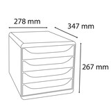 thumbnail of EXACOMPTA Cassettiera Big-Box  310725D, 4 cassetti, box polistirolo monoblocco, (PxlxAlt) 34,7x27,8x26,7 cm, gamma Iderama, nero/cassetti verde anice