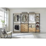 thumbnail of Möbilia Regal-Set | 3 breite Regale, 1 schmales Regal, 6 Schubladen | MDF mit Akazie-Dekor, Gestell Metall | natur-schwarz | 12020072 | Serie REGAL