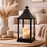 thumbnail of XXL Laterne Windlicht Stalllaterne Gartenlaterne + 3 LED Kerzen Timer