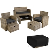 thumbnail of tectake Salon de jardin Modena 3+2+1 avec housse de protection - marron naturel - 403719