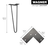 thumbnail of WAGNER Möbelbeine HAIRPIN LEGS Retro 4tlg. Set - 12 x 12 x 40 cm, Stahl, schwarz, Bein schräg&Anschraubplatte - 12824004