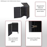 thumbnail of Mülltonnenverkleidung | HxBxT 110x65x66 cm | Poly-Rattan 120l | Grau | Mülltonnenbox Mülltonnenabdeckung