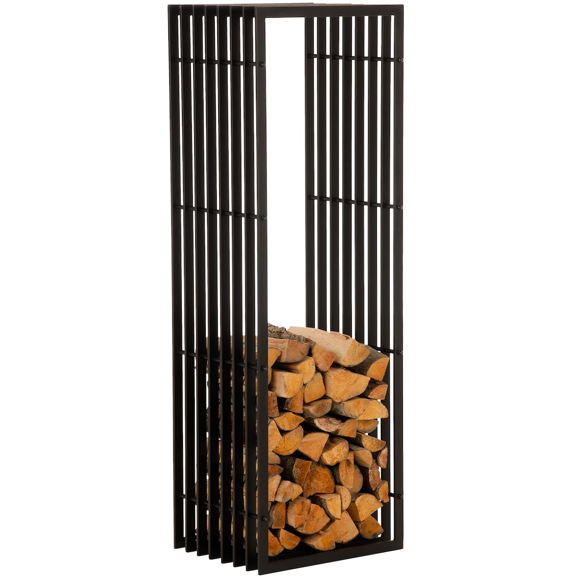 DELUKE® Kaminholzregal Metall PREMIUM Innen und Aussen Schwarz Brennholzregal innen Kaminholzständer Kaminholzhalter Feuerholzregal Aussen 40x50x150