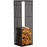 thumbnail of DELUKE® Kaminholzregal Metall PREMIUM Innen und Aussen Schwarz Brennholzregal innen Kaminholzständer Kaminholzhalter Feuerholzregal Aussen 40x50x150