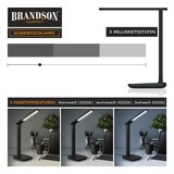 thumbnail of Brandson LED Schreibtischlampe mit 3 Helligkeitsstufen, Leder-Design, 42 LEDs dimmbar, 3 Farbtemperaturen, Sensor Touch, mit Netzteil, Schwarz