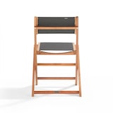 thumbnail of Lote de 2 sillas plegables de madera de eucalipto y textileno negro - Oviala