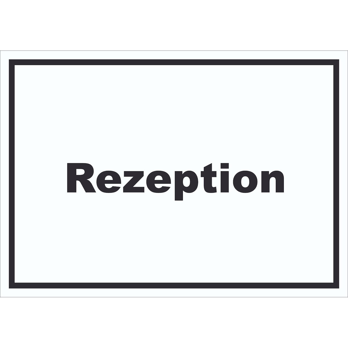 Rezeption Schild mit Text Anmeldung Eingang waagerecht A5 Rückseite selbstklebend