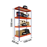 thumbnail of Simon Rack Estanteria Industrial, 2000x1200x450 mm, 400 kg de Punto Flexión, 4 Estantes Madera, Azul/Naranja/Madera - SimonTaller