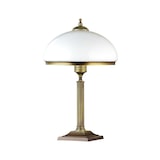 thumbnail of Licht-Erlebnisse Stilvolle Tischleuchte MARLOW Glas Schirm 50cm hoch in Messing antik Weiß Jugendstil Nachttischlampe, JU1/5/0034