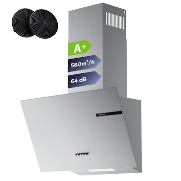 CIARRA Cappa aspirante, Cappa da cucina inclinata A+ 580m³/h 60cm ricircolo e scarico acciaio ino VM6765AS