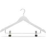 thumbnail of Percha de Madera con Pinzas de Metal | Color Blanco| Diseño Elegante | Gancho de Acero Inoxidable Giratorio | Pack de 12 Unidades de 45cm