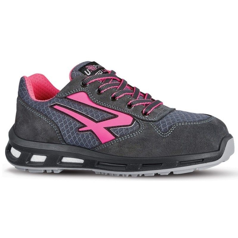U-Power - Baskets de sécurité basses pour femmes légères et confortables VEROK - Environnements secs - S1P SRC Gris / Rose Taille 42
