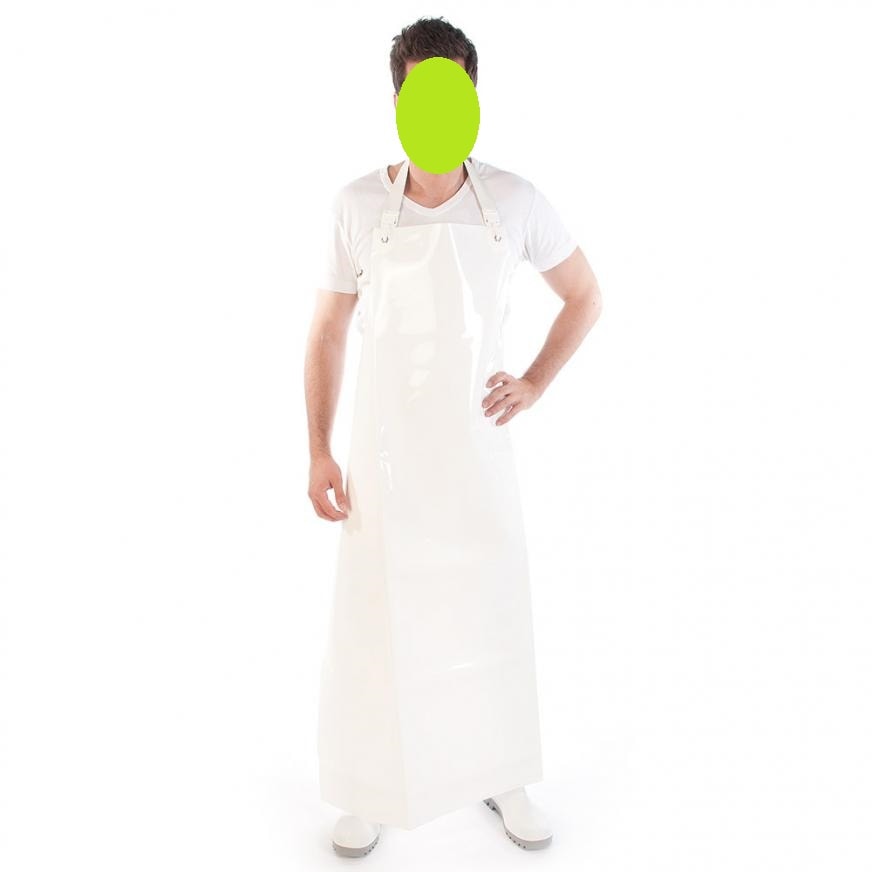Latzschürze 300 my aus PU Weiss 120 cm lang Einwegschürze Schürze
