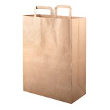thumbnail of 1500 Papiertragetaschen 260 + 120 x 350 mm braun stabile 80 g/m² Grammatur Papiertüten Geschenktüten BB-Verpackungen