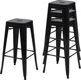 thumbnail of 4er-Set Barhocker | Sitzhöhe 77cm | Metall Industriedesign stapelbar | Schwarz | Barstuhl Tresenhocker
