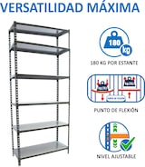 thumbnail of SimonRack Estantería Metálica, 2500x900x300 mm, 6 Alturas, Bandeja Metal, 180 kg de Punto Flexión, Antracita/Galva - Simonclick