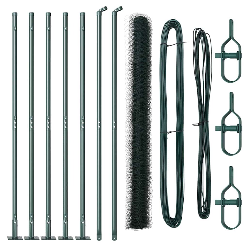 vidaXL Zaunpfosten Grün 10 x 1,4 m (50 mm Maschen) Stahl und PVC