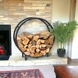 thumbnail of DanDiBo Kaminholzregal Innen Metall Schwarz Stehend Rund 60 cm Kaminholzständer 96468 Kaminholzhalter Brennholzregal Feuerholzregal