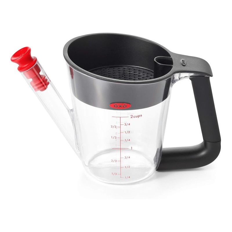 Oxo Good Grips, caraffa separa grassi 500 ml con coperchio e tappo