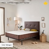 thumbnail of Cabecero Tapizado Descansin 135 cm | Wengue | Tela de Polipiel Liso | Facil Colocacion sin Tornillos ni Agujeros