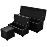 thumbnail of Helloshop26 - 3er-Set ausziehbare Bänke schwarze Truhenbank mit Stauraum 115 cm 3002020