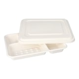 thumbnail of PAPSTAR 25 Menü-Trays, Zuckerrohr "pure" 5-geteilt 3,7 cm x 22 cm x 28,2 cm weiss (89882, 25 Stück)