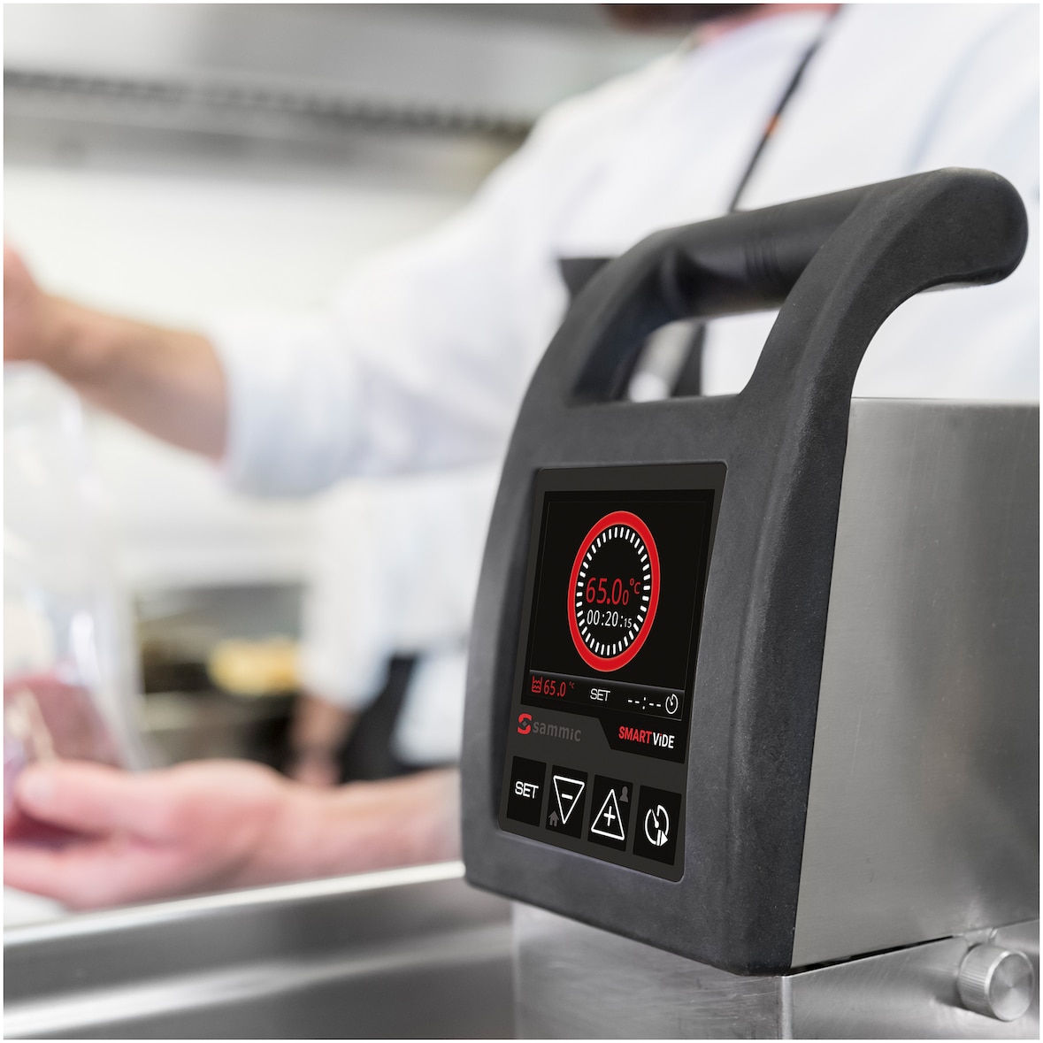SAMMIC Cocedor sous-vide profesional para 56 litros mod. SmartVide 7. Panel y asa de poliamida reforzada.