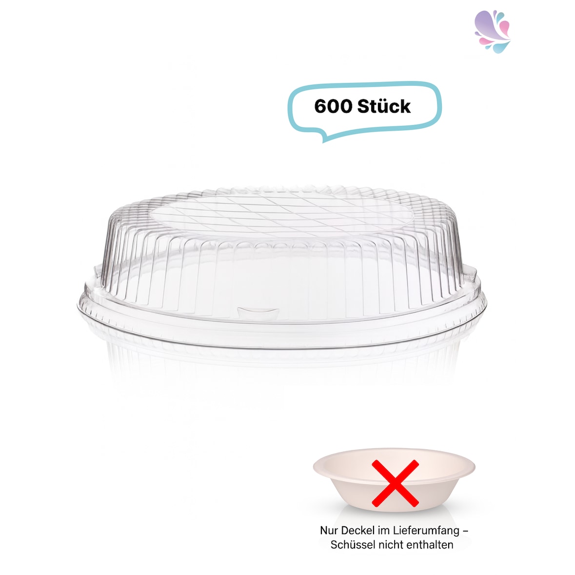 Deckel 600 Stück für Bagasse Salatboxen Salatschalen G2, recycelbar, umweltfreundlich