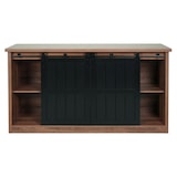 thumbnail of Aparador HWC-K75, armario alto con estantes, puerta corredera 7 compartimentos, metal industrial imitación madera 84x150x40cm ~ marrón