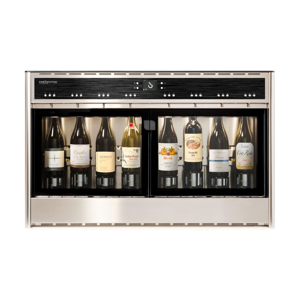 Wineemotion Otto Dual Temp Easy  Dispenser per il vino al bicchiere doppia temperatura Acciaio e vetro 1010mm x 398mm x 632mm Argento