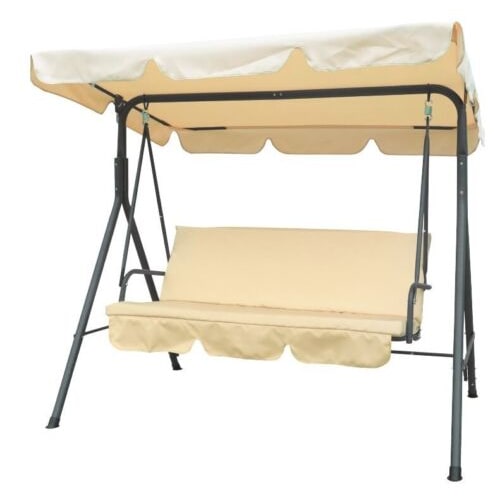 Garden Friend Dondolo A 3 Posti Linear struttura in acciaio seduta e copertura in poliestere portata massima 260 kg a tinta unita beige