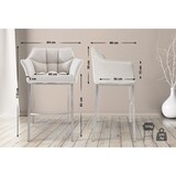 thumbnail of Taburete de Bar Damaso Tela con Base de Cuatro Patas Blanco/Acero inoxidable