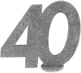 thumbnail of 40. Geburtstag silber glitzer Tischdekoration 11x 10 cm Zahl 40
