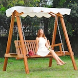thumbnail of Outsunny Dondolo da Giardino con Parasole in Tessuto Legno Massello