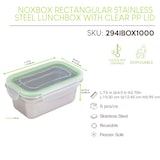 thumbnail of PACKNWOOD - 6u - NOXBOX Fiambrera rectangular de acero inoxidable con tapa transparente de pp 193x125mm H70mm 1000ml - 294IBOX1000