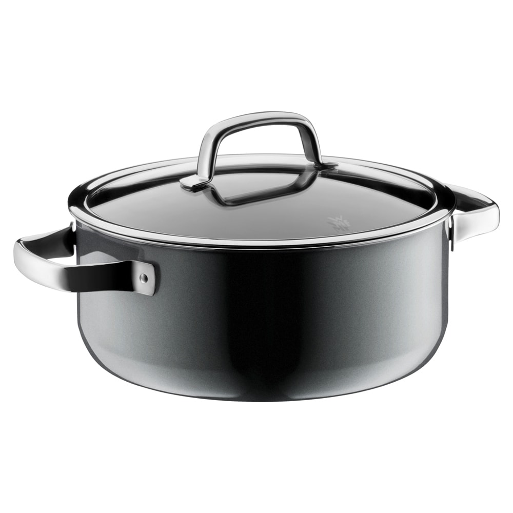 Fusiontec Mineral Faitout niedrig 24 cm Platinium - 440 cl Grau Rund Inox Wmf 33x cm