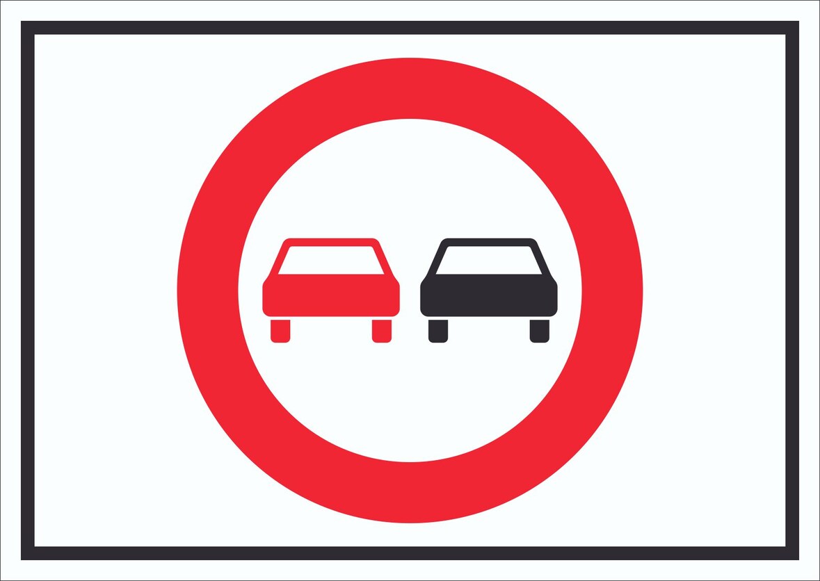 Überholverbot KFZ Symbol Schild A2 Rückseite selbstklebend