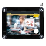 thumbnail of Securit® A3-Posterhalter für Schaufenster – Schwarz – Mit 4 Saugnäpfen – Beidseitig