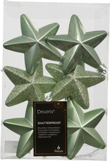 thumbnail of 6 Sterne 7cm Christbaumschmuck Kunststoff - bruchsichere Weihnachtskugeln Weihnachtsbaumschmuck Christbaumkugeln Matchagrün